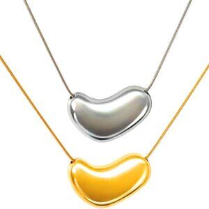 Silver & Gold Heart Necklace Set for Women Waterproof Jewelry Trendy